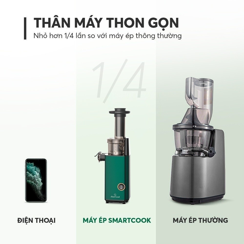 Máy ép chậm trái cây mini Smartcook JES-3897OL 130W, Hàng chính hãng, trục ép làm từ nhựa PP, thiết kế nhỏ gọn - JoyMall