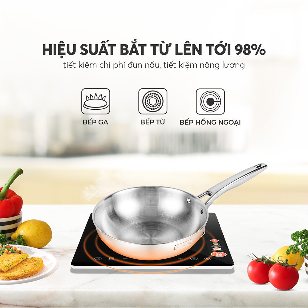 Chảo nguyên khối sâu lòng inox 304 cao cấp Elmich Trimax EL-3846MOL 26cm, EL-3846LOL 28cm, Hàng chính hãng - JoyMall