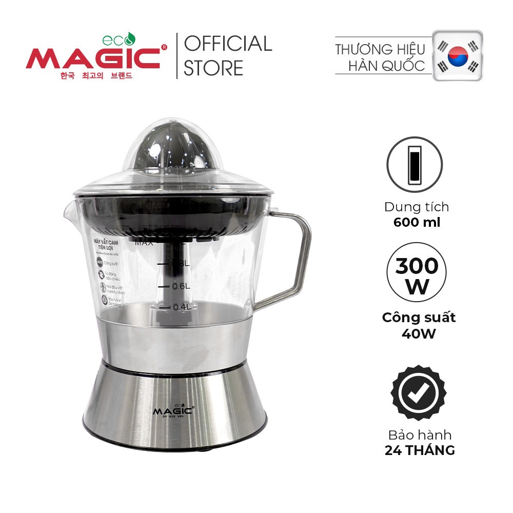 Máy vắt cam Magic Eco AC-20 1000ml 40W, Hàng chính hãng, Động cơ xoay ép cho nhiều nước cam, Đế thép không gỉ - JoyMall