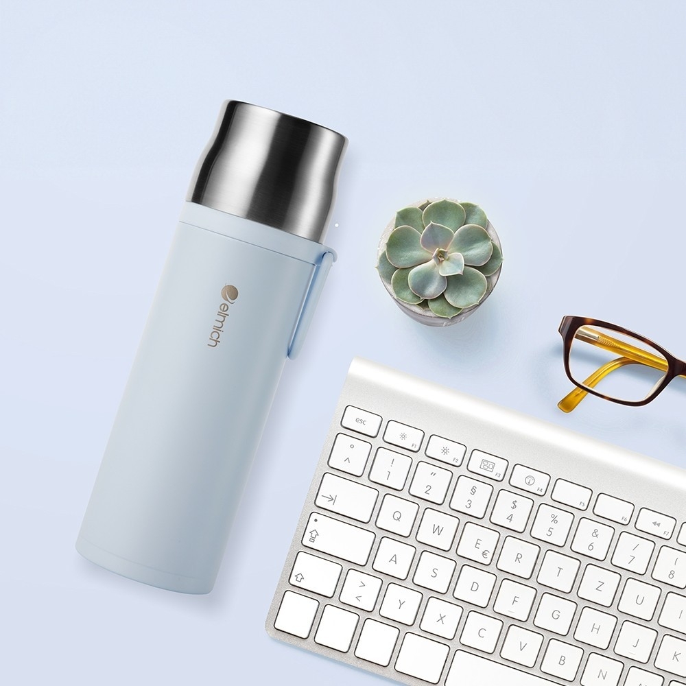 Bình giữ nhiệt inox 304 Elmich EL8328 480ml, Hàng chính hãng, nắp tích hợp làm cốc uống, đế silicone chống trượt-JoyMall