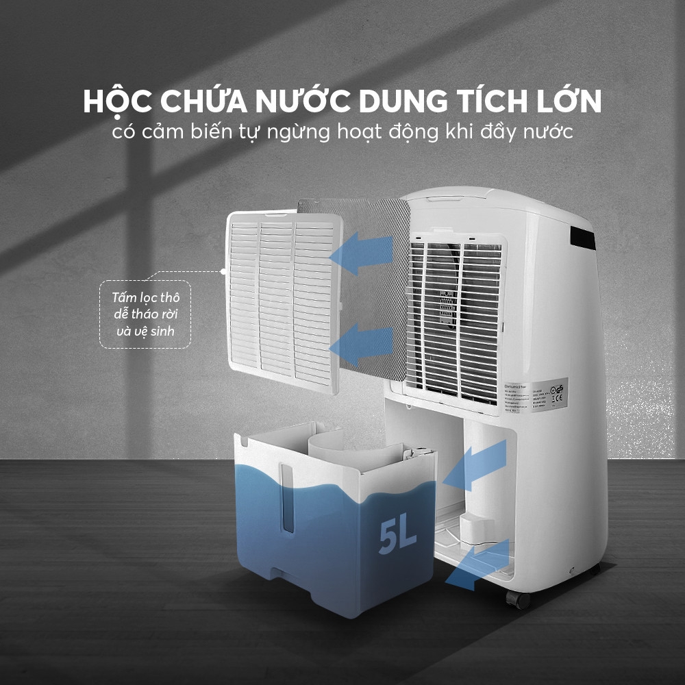 Máy hút ẩm không khí Elmich 20L DE-3923, 16L DE-3922, Hàng chính hãng, hẹn giờ đến 24h, tự động ghi nhớ chế độ - JoyMall