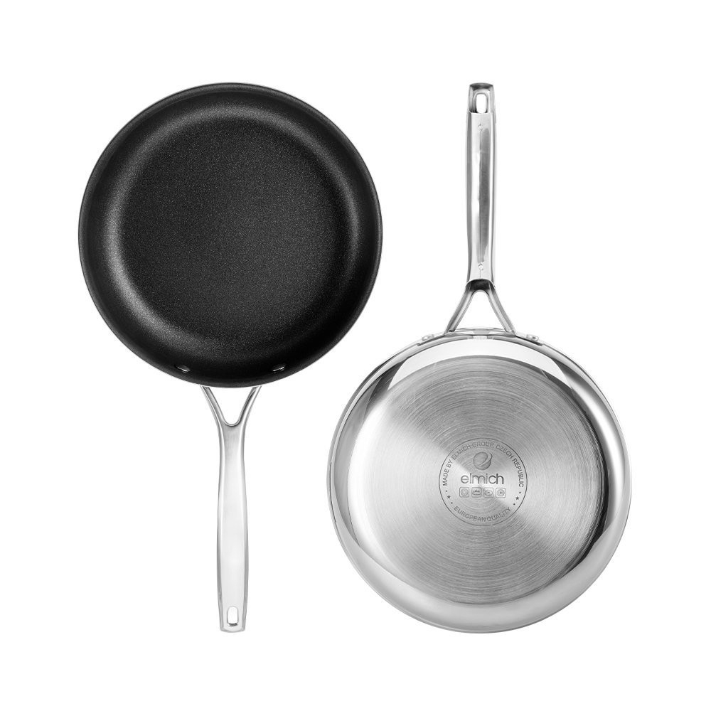 Chảo Inox chống dính dập nguyên khối Elmich EL-2431OL Size 20,24,26cm, Hàng chính hãng,sử dụng trên mọi loại bếp-JoyMall