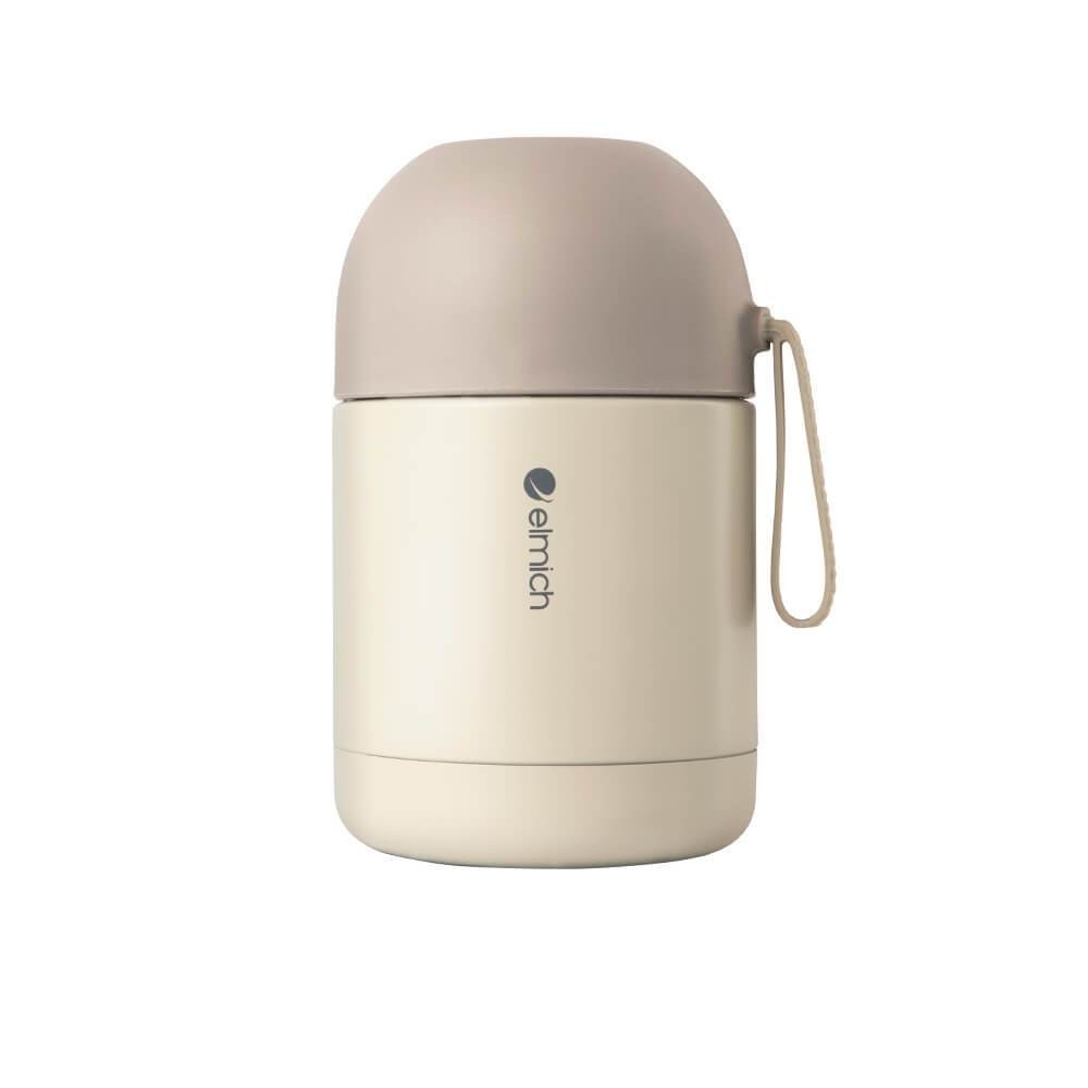 Bình đựng thức ăn giữ nhiệt inox 304 Elmich EL8301 450ml,Hàng chính hãng, nắp phụ đi kèm thìa, dây xách silicone JoyMall