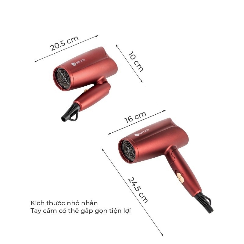 Máy sấy tóc Elmich HDE-1810OL, Hàng chính hãng, 3 Chế độ điều chỉnh nhiệt, Thiết kế giảm tiếng ồn, Sấy nhanh - JoyMall