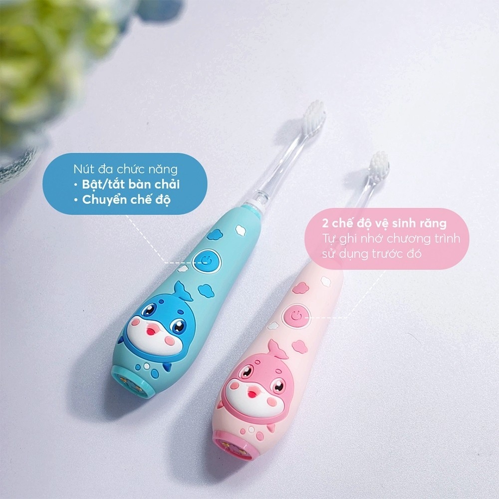 Bàn chải đánh răng điện trẻ em Elmich Procare TBE-8455, Hàng chính hãng, 2 chế độ vệ sinh, tự động ghi nhớ - JoyMall