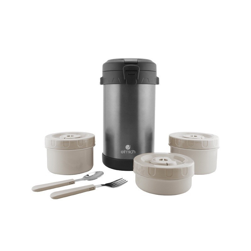 Hộp cơm inox giữ nhiệt văn phòng Elmich EL-8030, Hàng chính hãng, Dung tích 2.2 lít, kèm bộ muỗng dĩa - JoyMall