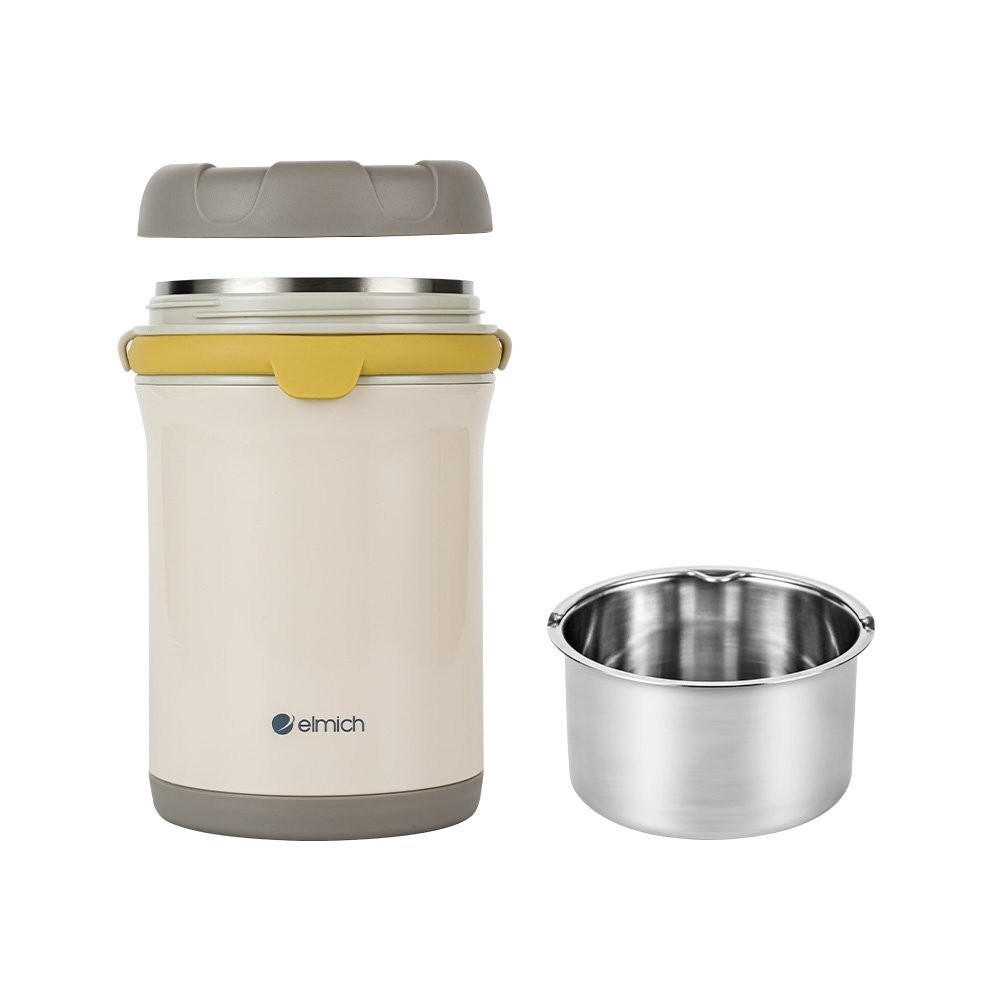 Bình đựng thức ăn giữ nhiệt inox 304 Elmich EL8310 1.2L, Hàng chính hãng, quai xách silicone,nắp có thể tháo rời-JoyMall