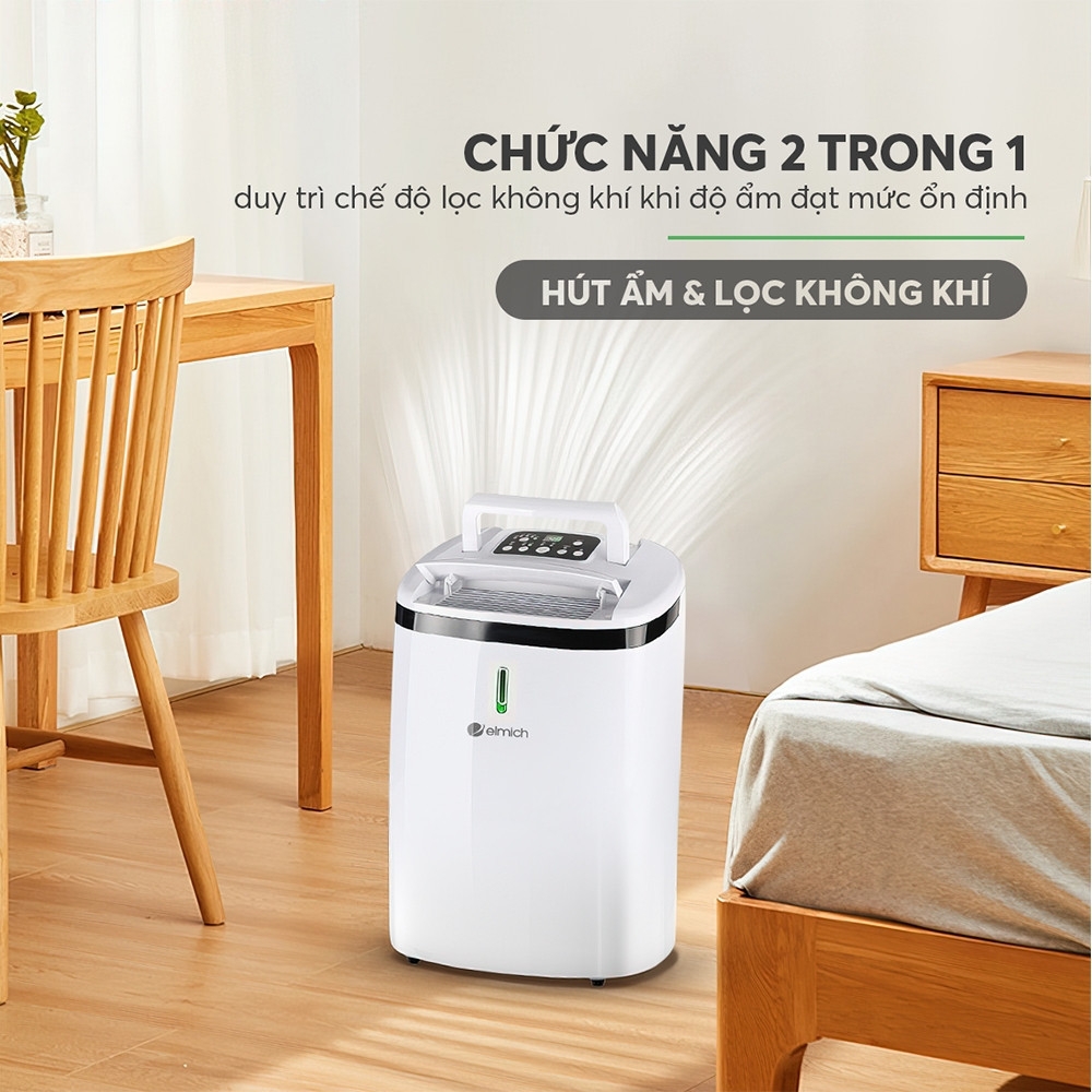 Máy hút ẩm không khí Elmich 20L DE-3923, 16L DE-3922, Hàng chính hãng, hẹn giờ đến 24h, tự động ghi nhớ chế độ - JoyMall