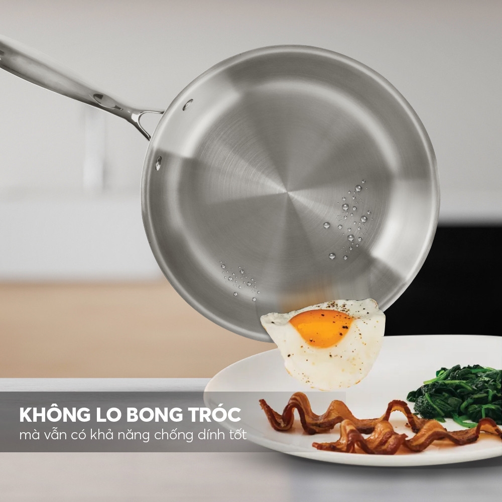 Chảo inox 3 lớp liền khối Elmich Trimax EL-3846SI size 20cm, Hàng chính hãng, công nghệ stop hot chống nóng - JoyMall