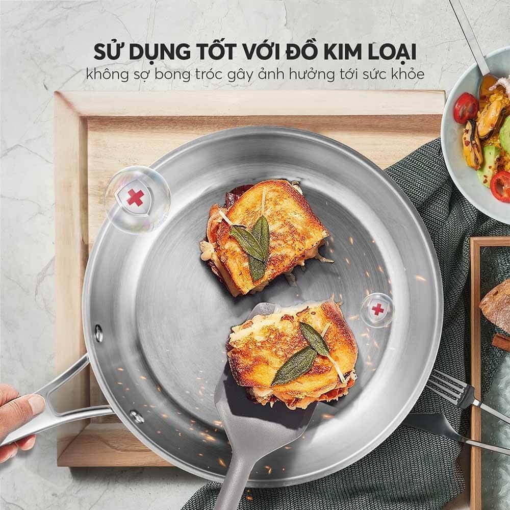 Chảo inox 304 đáy Inpac Elmich EL-2830 EL-2831 EL-2832 EL-2833, Hàng chính hãng, sử dụng trên mọi loại bếp - JoyMall