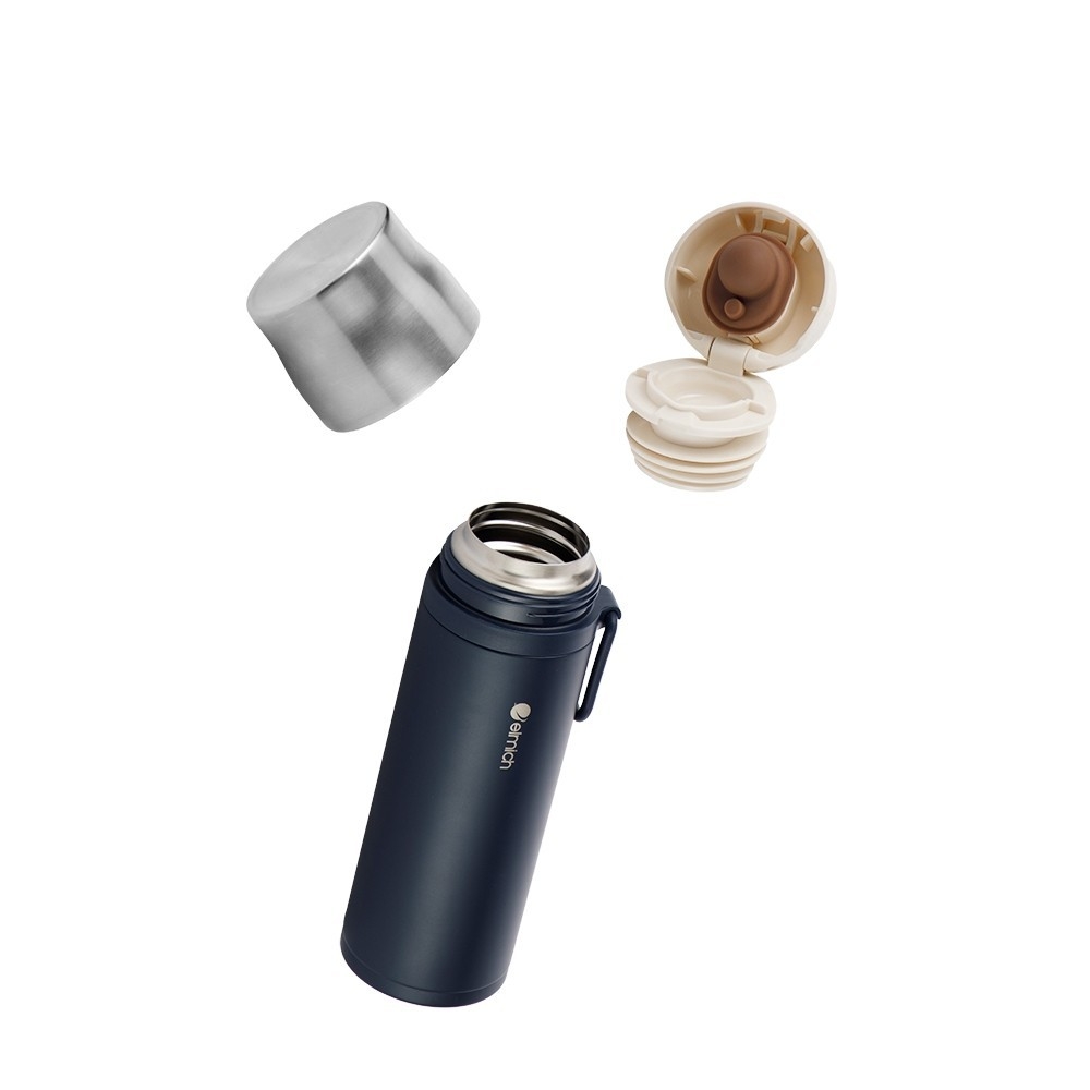 Bình giữ nhiệt inox 304 Elmich EL8328 480ml, Hàng chính hãng, nắp tích hợp làm cốc uống, đế silicone chống trượt-JoyMall
