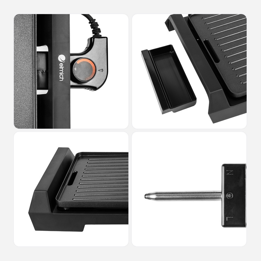 Vỉ Nướng Điện Chống Dính Chính Hãng Elmich EGE-3642 1800W, Hàng chính hãng, có khay hứng mỡ, 5 mức độ nhiệt - JoyMall