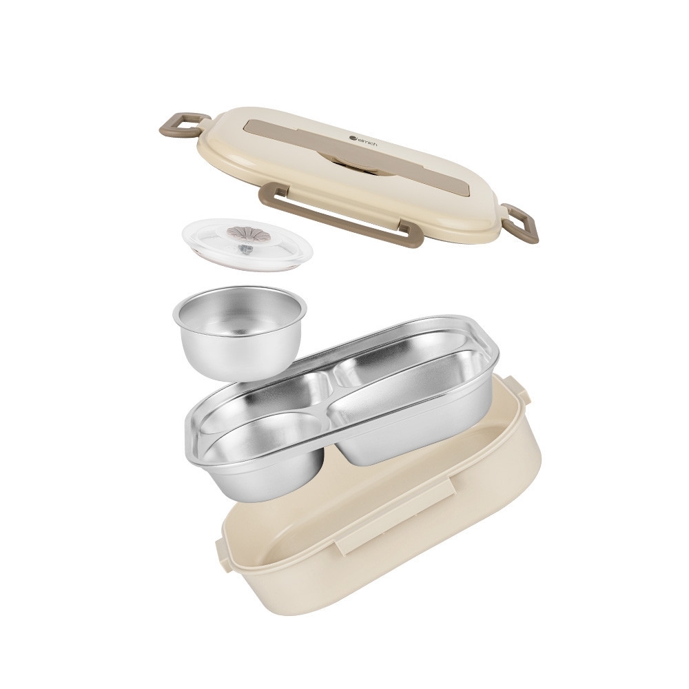 Hộp cơm inox 304 Elmich EL8304 dung tích 1.3L, Hàng chính hãng, thiết kế nhiều ngăn, có quai xách đi kèm - JoyMall