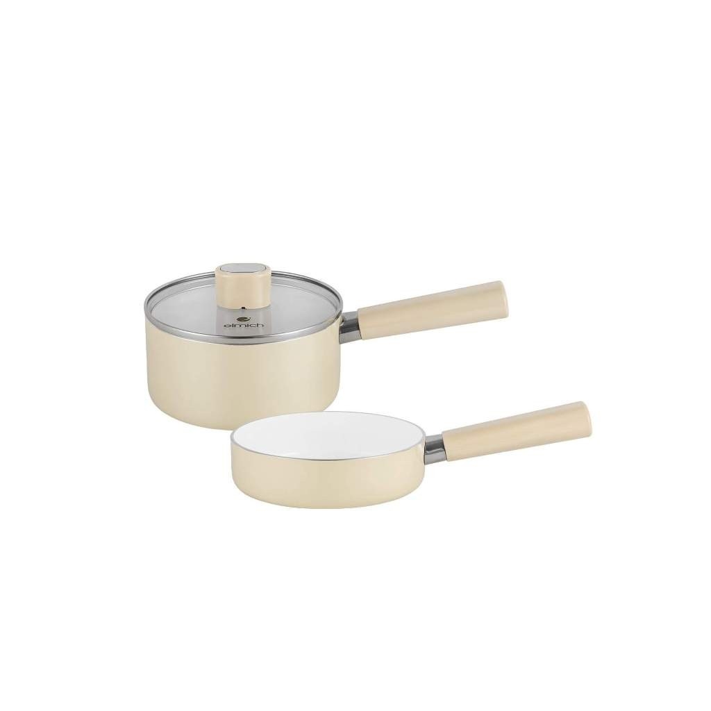 Bộ nồi chảo chống dính sứ Elmich Baby EL-1168, Hàng chính hãng, bắt từ nhanh, có thể dùng trong máy rửa bát - JoyMall