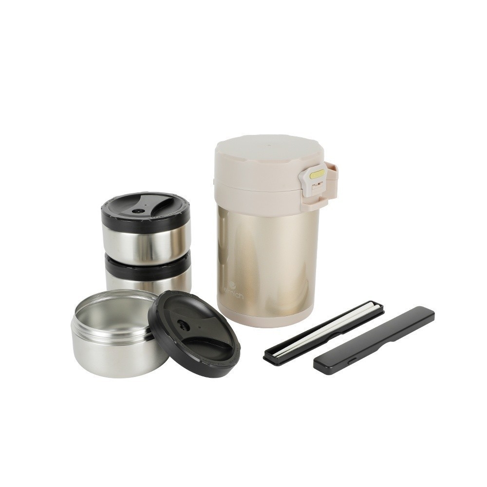 Hộp cơm giữ nhiệt văn phòng Inox 304 Elmich EL8293 dung tích 1.8L, Hàng chính hãng, kèm muỗng đũa và túi đựng - JoyMall