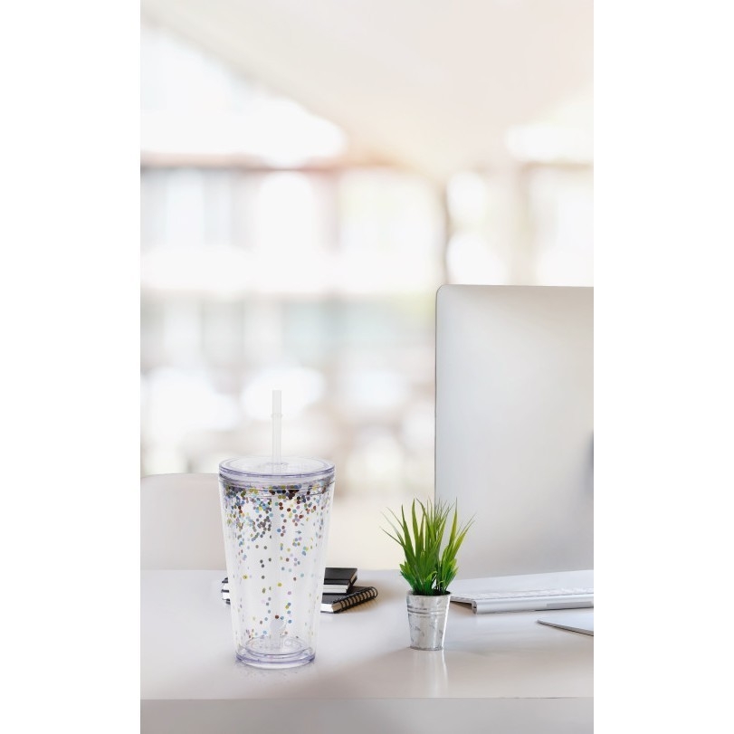 Cốc nhựa 2 lớp Elmich EL8333OL dung tích 480ml, Hàng chính hãng, kèm ống hút, miệng rộng dễ vệ sinh - JoyMall