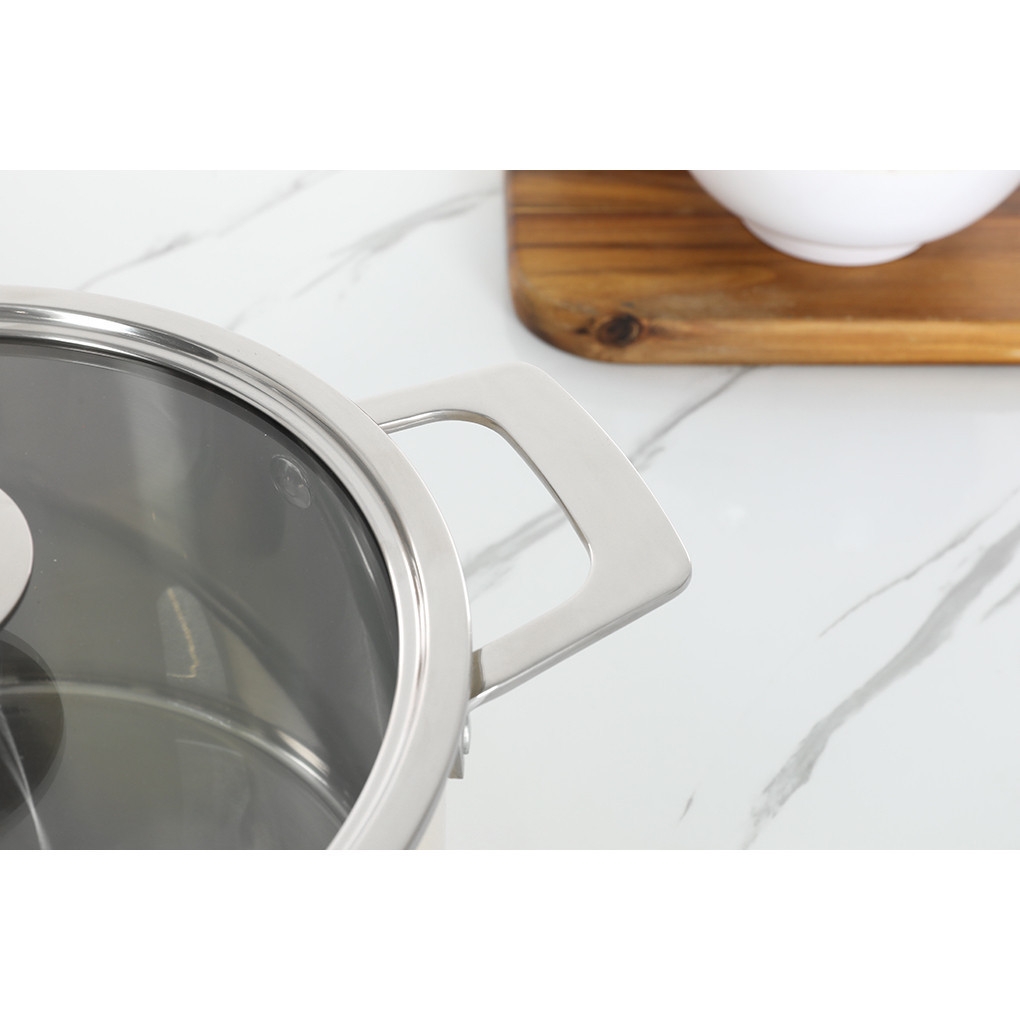 Bộ nồi Inox liền khối Elmich Hera EL-8236 3 nồi size 16, 18, 22 và chảo 20, 24, 26cm, Hàng chính hãng - JoyMall