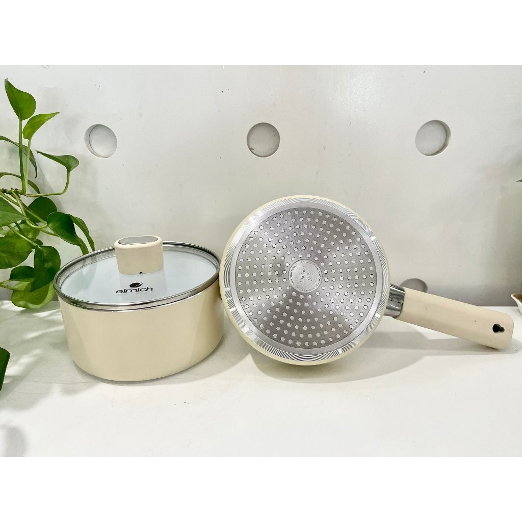 Bộ nồi chảo chống dính sứ Elmich Baby EL-1168, Hàng chính hãng, bắt từ nhanh, có thể dùng trong máy rửa bát - JoyMall