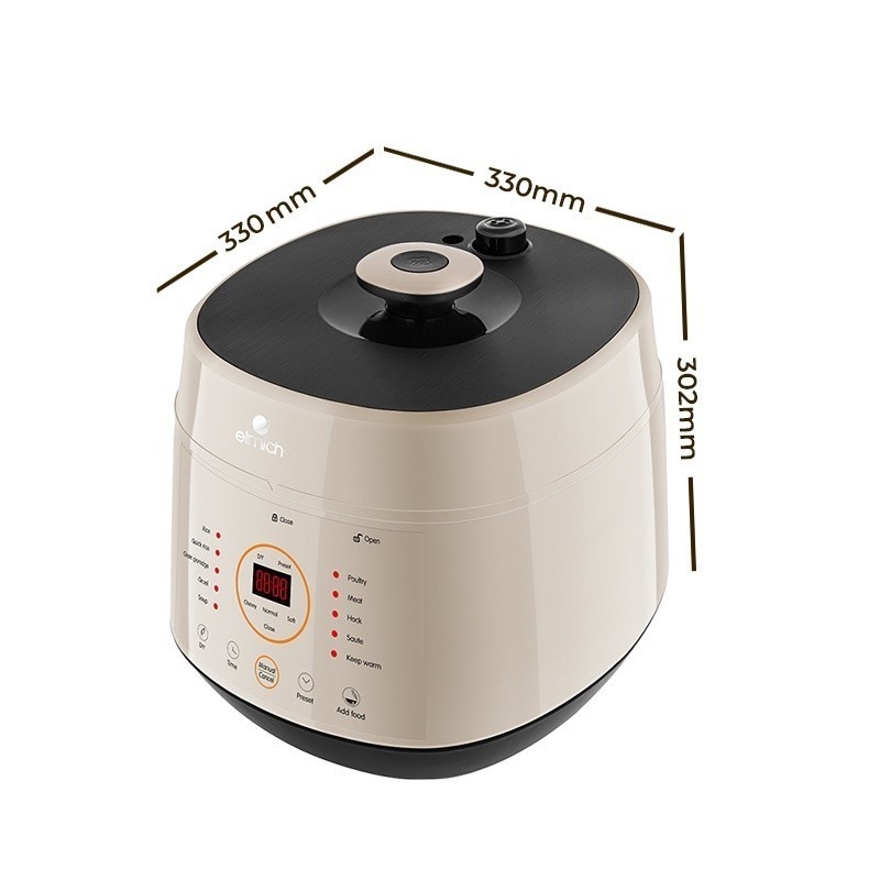 Nồi cơm áp suất đa năng cao cấp 5L Elmich PCE-1806, Hàng chính hãng, Tặng lòng nồi chống dính, 12 chế độ nấu - JoyMall