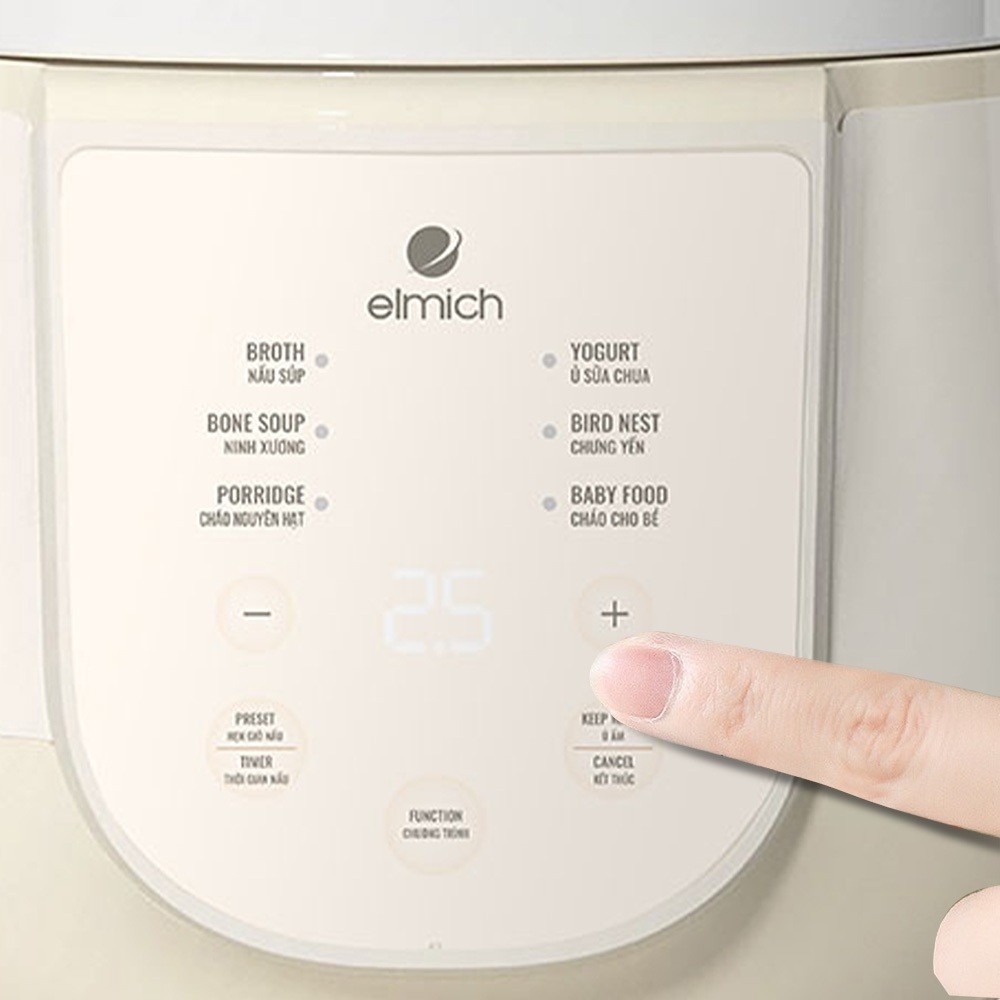 Nồi nấu chậm 1L Elmich SCE-8524OL, Hãng chính hãng, 6 chế độ nấu, hẹn giờ thông minh, tự ngắt khi quá nhiệt - JoyMall