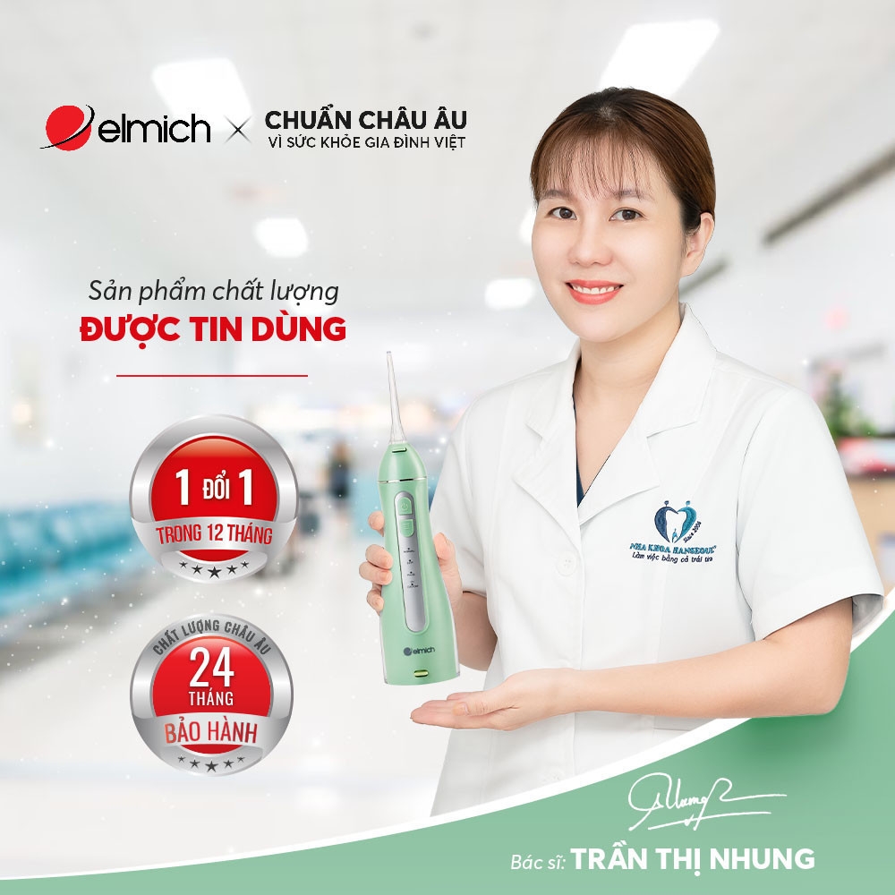 Máy tăm nước Elmich OIE-8452, Hàng chính hãng, 5 loại vòi phun, 4 mức áp lực nước, công nghệ sóng siêu âm - JoyMall