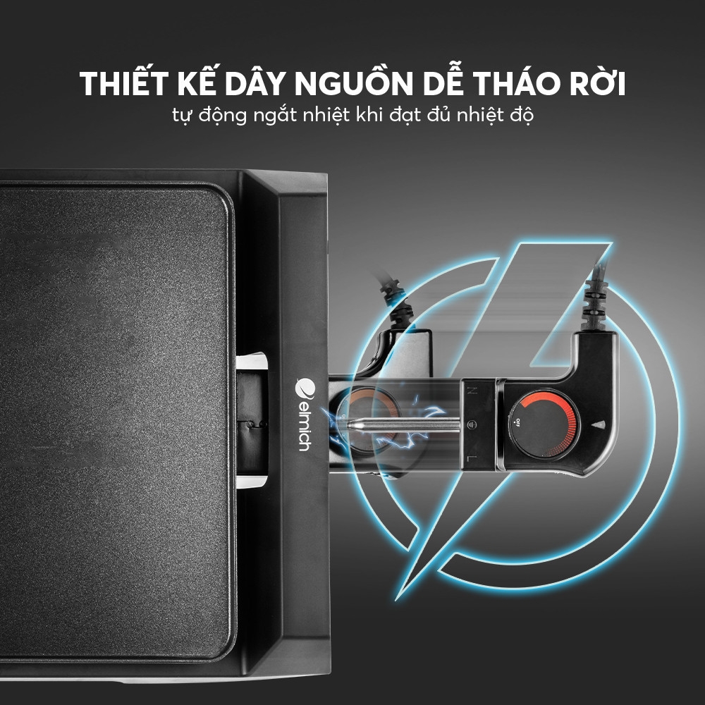 Vỉ Nướng Điện Chống Dính Chính Hãng Elmich EGE-3642 1800W, Hàng chính hãng, có khay hứng mỡ, 5 mức độ nhiệt - JoyMall