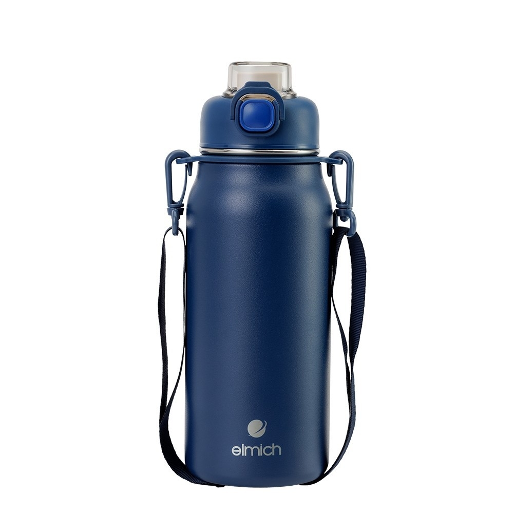 Bình giữ nhiệt inox 316 Elmich EL8331 1L, Hàng chính hãng, kèm ống hút silicone, có dây đeo, chống tràn - JoyMall