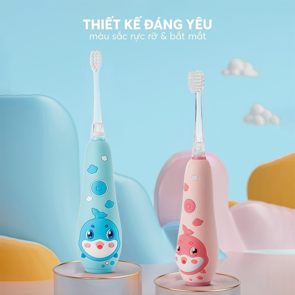 Bàn chải đánh răng điện trẻ em Elmich Procare TBE-8455, Hàng chính hãng, 2 chế độ vệ sinh, tự động ghi nhớ - JoyMall