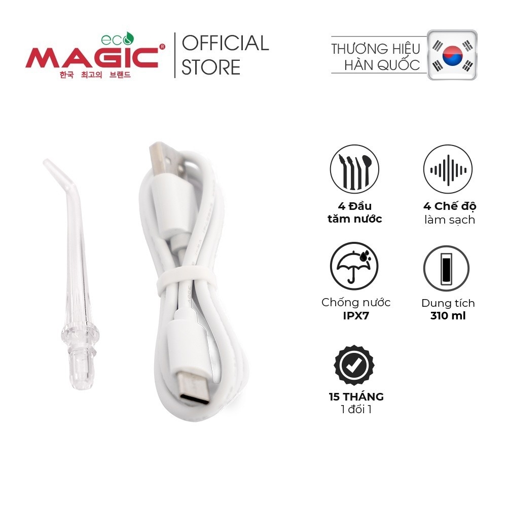 Máy tăm nước Magic Eco Pro-83, hàng chính hãng, Làm sạch mãng bám, 4 chế độ làm sạch, 2 loại đầu tăm - JoyMall