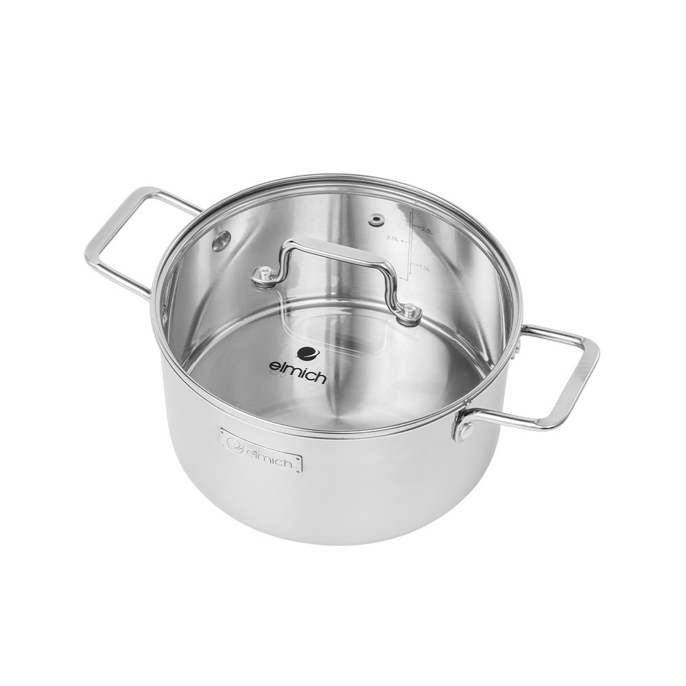 Nồi Inox dập nguyên khối Elmich Hera EL-2130OL, Hàng chính hãng, bắt từ trên mọi loại bếp, lỗ thoát hơi to - JoyMall