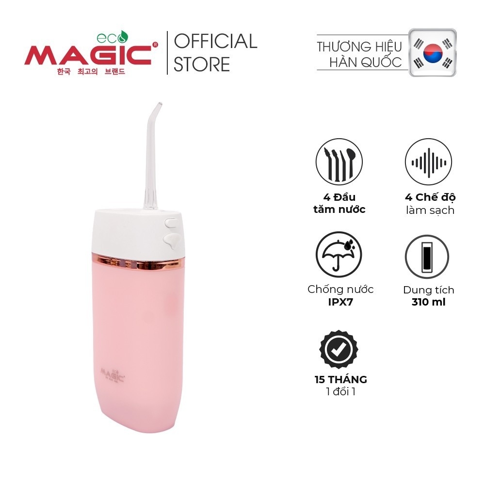 Máy tăm nước Magic Eco Pro-83, hàng chính hãng, Làm sạch mãng bám, 4 chế độ làm sạch, 2 loại đầu tăm - JoyMall