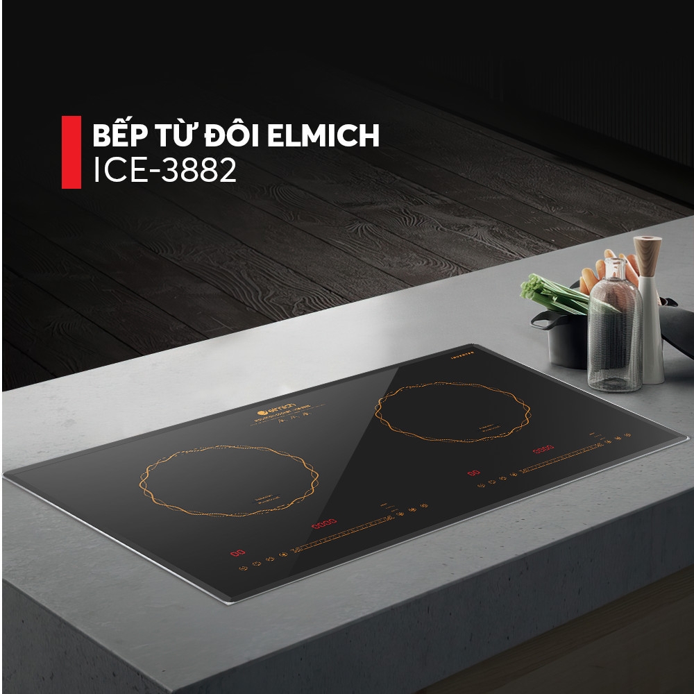 Bếp từ đôi Elmich ICE-3882 2000W, Hàng chính hãng, mặt kính Ceramic, tự động ngắt bếp, chống tràn - JoyMall