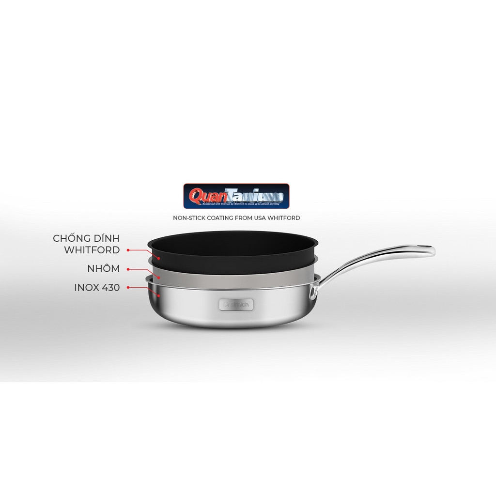 Chảo Inox chống dính dập nguyên khối Elmich EL-2431OL Size 20,24,26cm, Hàng chính hãng,sử dụng trên mọi loại bếp-JoyMall