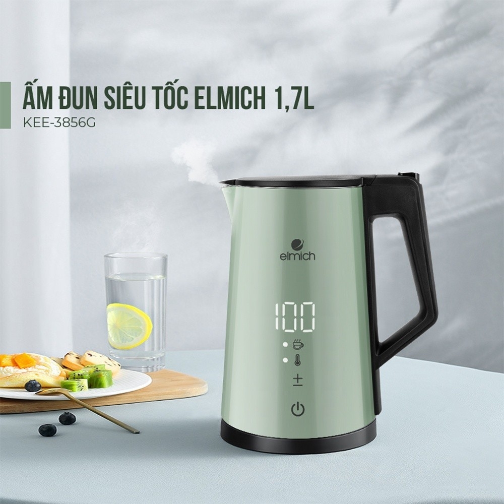 Ấm đun siêu tốc Elmich 1,7L KEE-3856, Hàng chính hãng, 5 mức độ nhiệt, điều khiển cảm ứng, hiển thị nhiệt độ - JoyMall