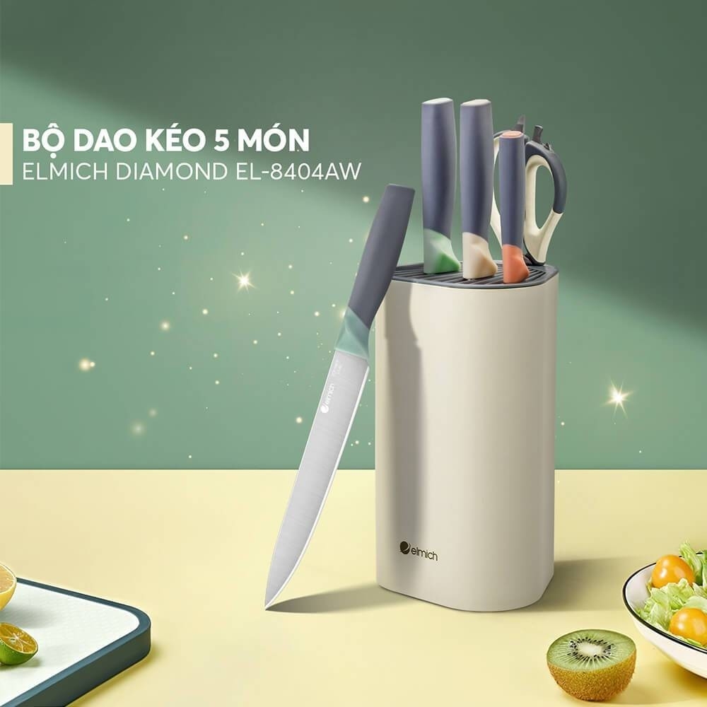 Bộ dao kéo 05 món Elmich diamond EL-8404, Hàng chính hãng, thiết kế đa dụng, chuôi dao chắc chắn - JoyMall