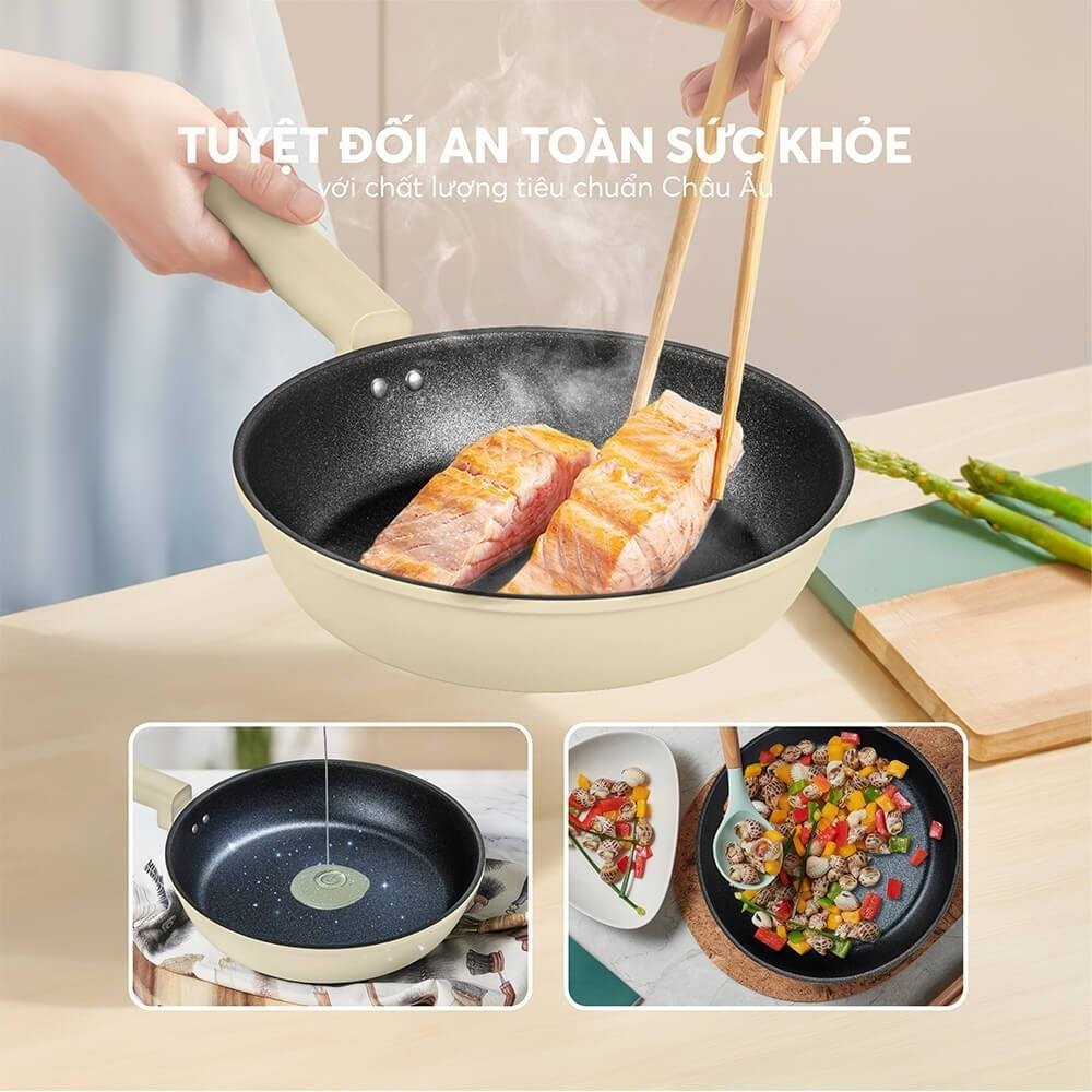 Chảo chống dính siêu bền 20,24,26,28cm Elmich Hera II EL-5941, Hàng chính hãng, Dùng được các loại bếp, 3 lớp - JoyMall