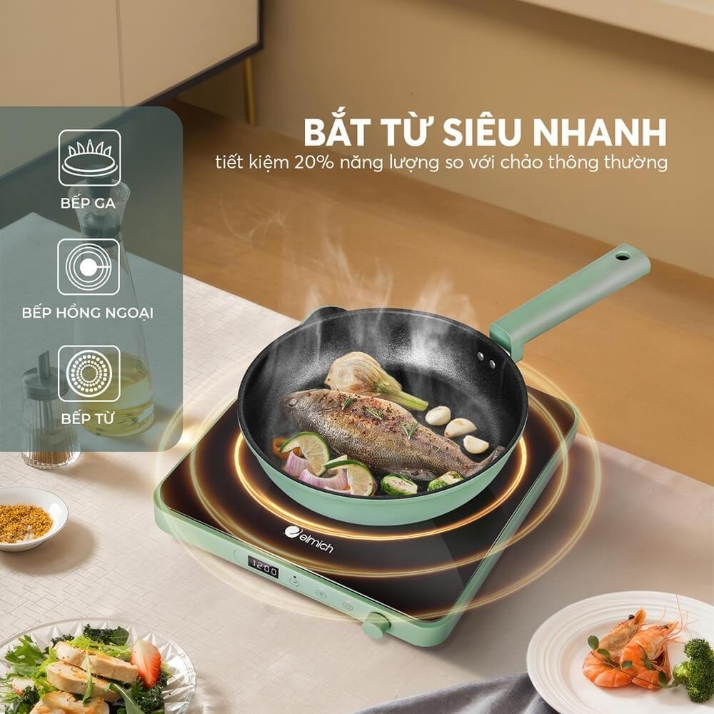 Chảo chống dính siêu bền 20,24,26,28cm Elmich Hera II EL-5941, Hàng chính hãng, Dùng được các loại bếp, 3 lớp - JoyMall