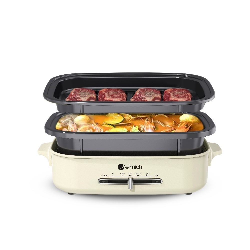 Nồi lẩu nướng đa năng Elmich MCE-3909OL, Hàng chính hãng, điều chỉnh nhiệt độ, tay cầm cách nhiệt - JoyMall