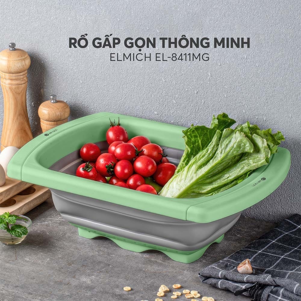 Rổ gấp gọn kê bồn rửa bát Elmich EL8411, Hàng chính hãng, tay cầm điều chỉnh, nhanh ráo nước - JoyMall