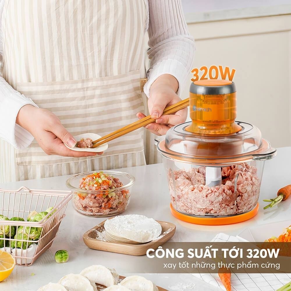 Máy xay thịt đa năng 1,7L Elmich CHE-8482, Hàng chính hãng, 4 lưỡi dao bằng thép không gỉ thiết kế 2 tầng - JoyMall