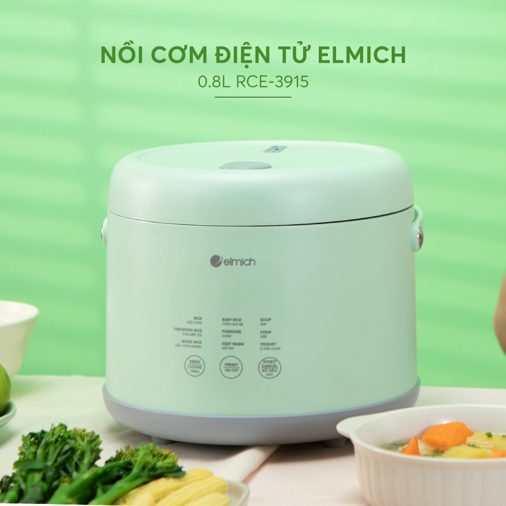 Nồi cơm điện tử Elmich 0.8L RCE-3915, Hàng chính hãng, đa năng 9 trong 1, gia nhiệt đều - JoyMall