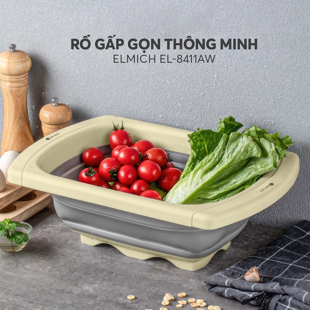 Rổ gấp gọn kê bồn rửa bát Elmich EL8411, Hàng chính hãng, tay cầm điều chỉnh, nhanh ráo nước - JoyMall