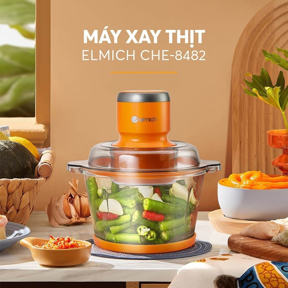 Máy xay thịt đa năng 1,7L Elmich CHE-8482, Hàng chính hãng, 4 lưỡi dao bằng thép không gỉ thiết kế 2 tầng - JoyMall