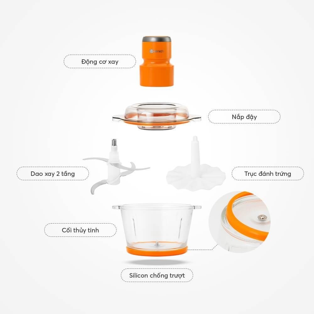 Máy xay thịt đa năng 1,7L Elmich CHE-8482, Hàng chính hãng, 4 lưỡi dao bằng thép không gỉ thiết kế 2 tầng - JoyMall
