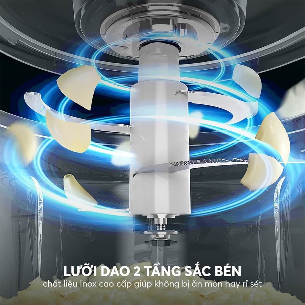 Máy xay thịt đa năng 1,7L Elmich CHE-8482, Hàng chính hãng, 4 lưỡi dao bằng thép không gỉ thiết kế 2 tầng - JoyMall