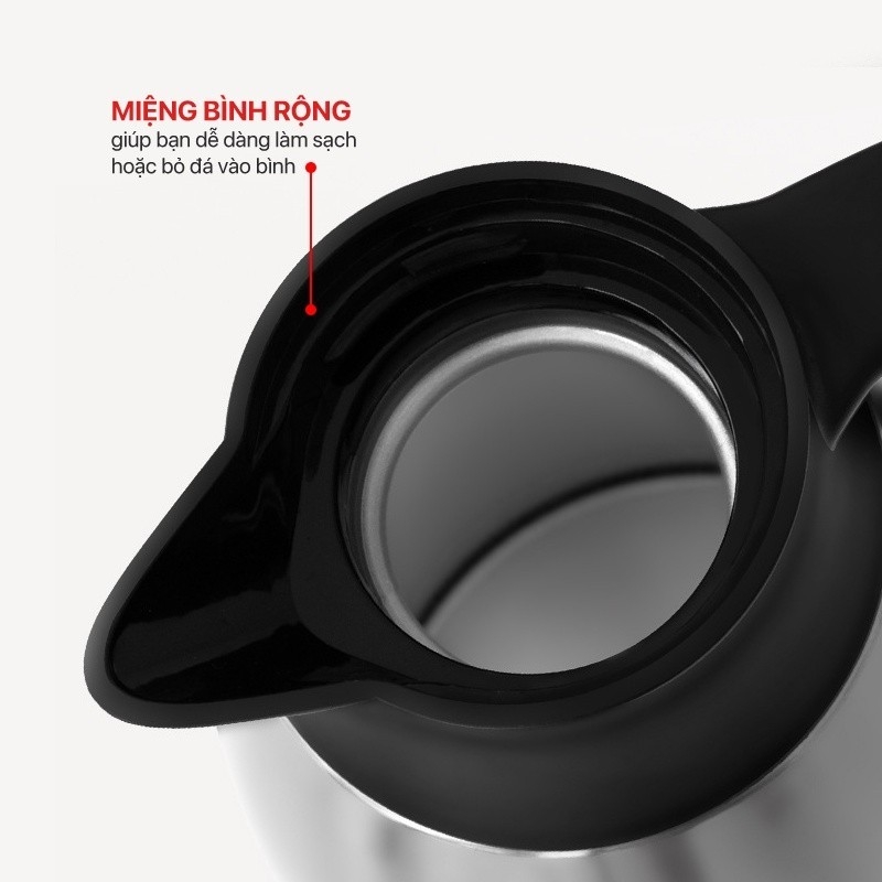 Bình giữ nhiệt inox 304 Elmich EL8338 dung tích 1.5L, Hàng chính hãng, có tay cầm, nắp có khóa an toàn - JoyMall