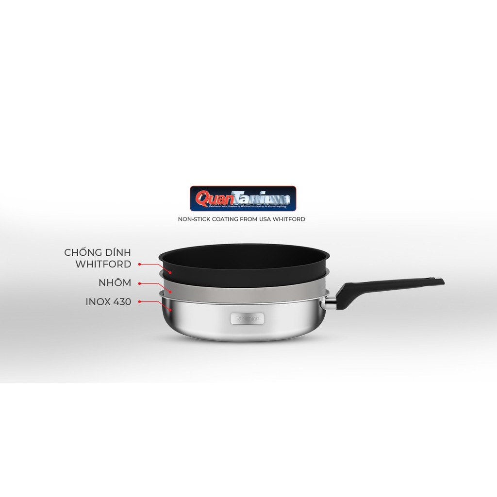 Bộ chảo inox chống dính đáy liền Elmich 2102OL size 20, 26cm