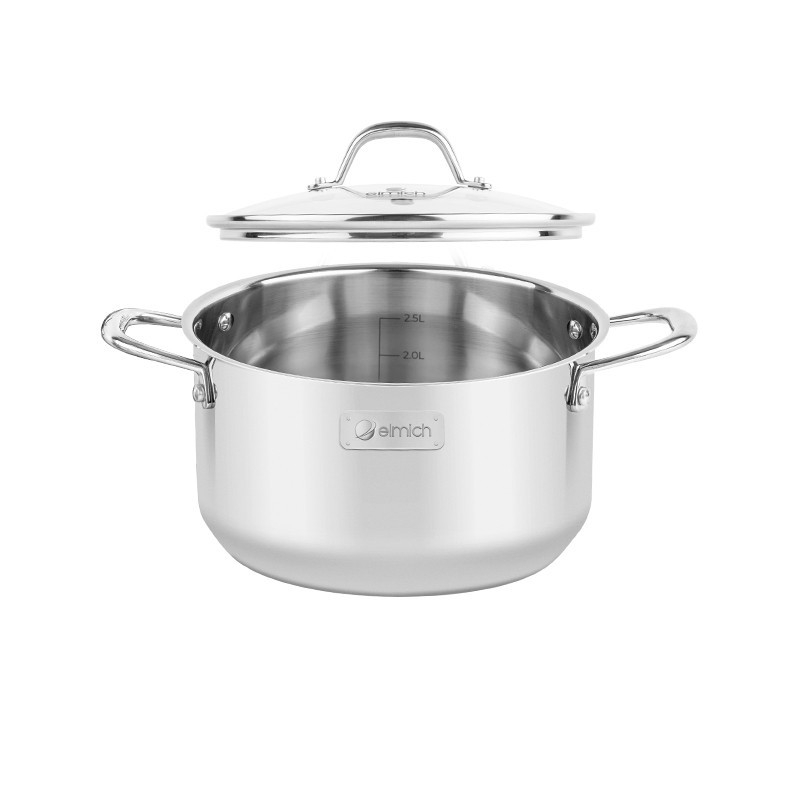 Bộ nồi inox 304 3 lớp đáy liền nắp kiếng Elmich Trimax Czech EL-3833