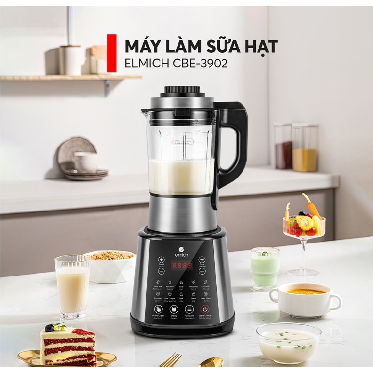 Máy làm sữa hạt đa năng cao cấp 8 chế độ nấu Elmich CBE-3902