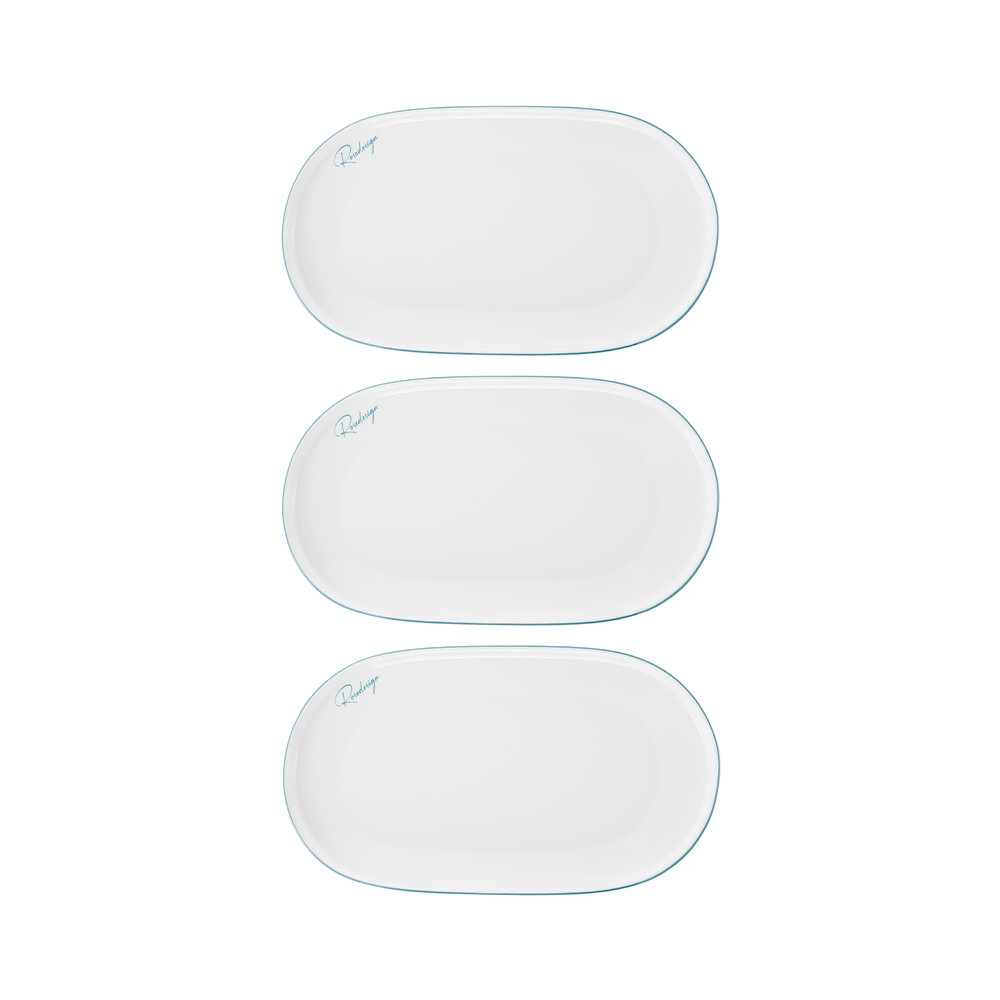 Bộ 3 đĩa bầu dục nhỡ Elmich RoseDesign EL-0219, Hàng chính hãng, sử dụng được trong lò vi sóng, máy rửa bát - JoyMall